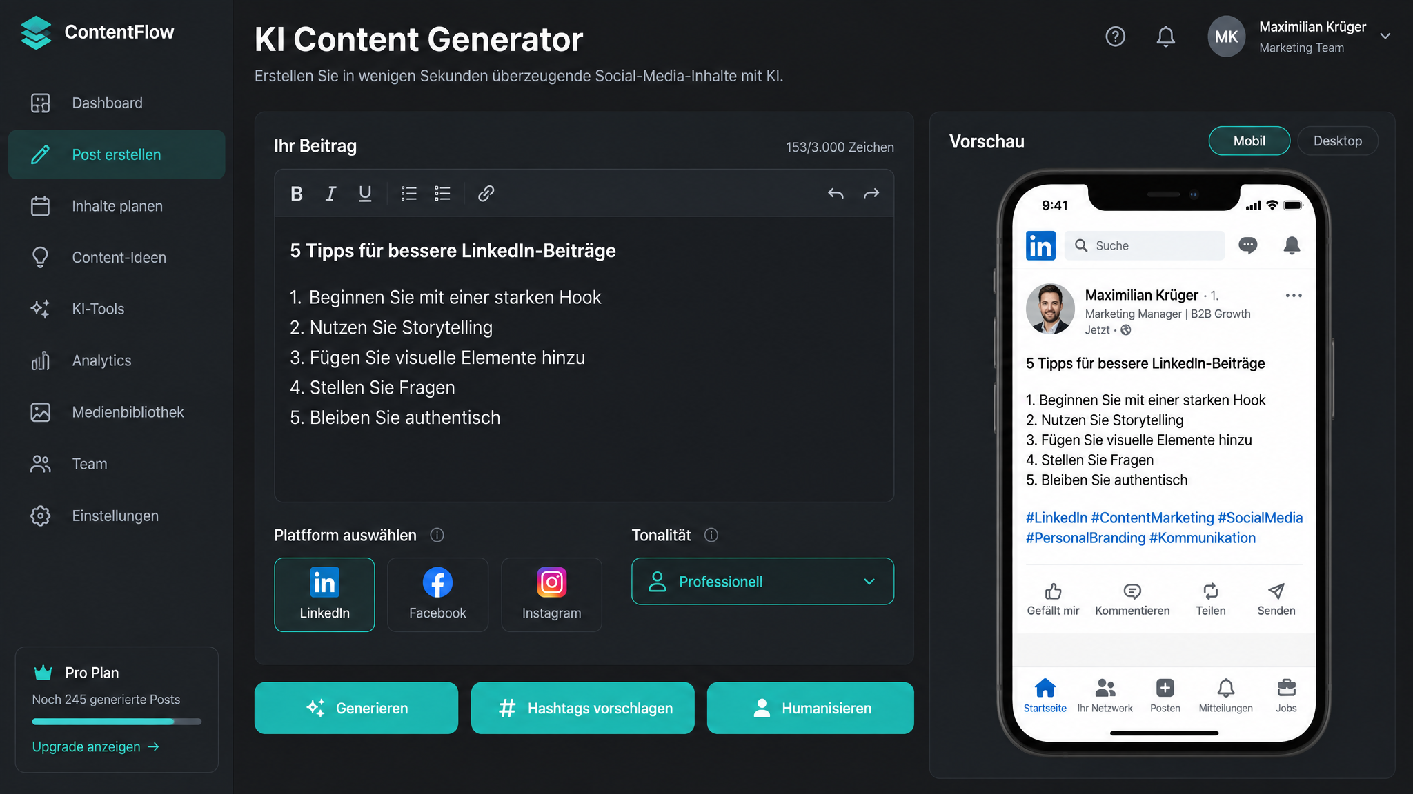 KI-Content-Erstellung – Texte auf Basis deines Unternehmensprofils generieren
