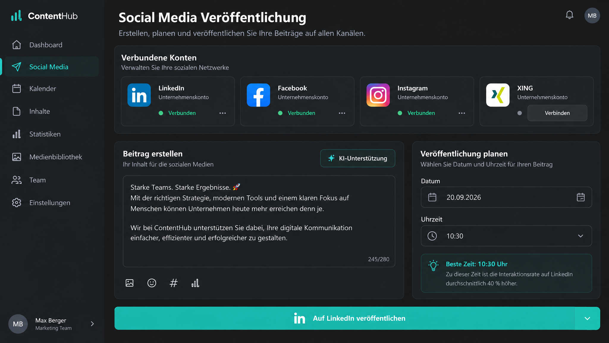 Social-Media-Veröffentlichung – Beiträge zentral verwalten und auf verschiedenen Kanälen teilen